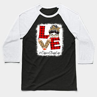 Staff Love Messy Bun Leopard Buffalo Back To School Baseball T-Shirt